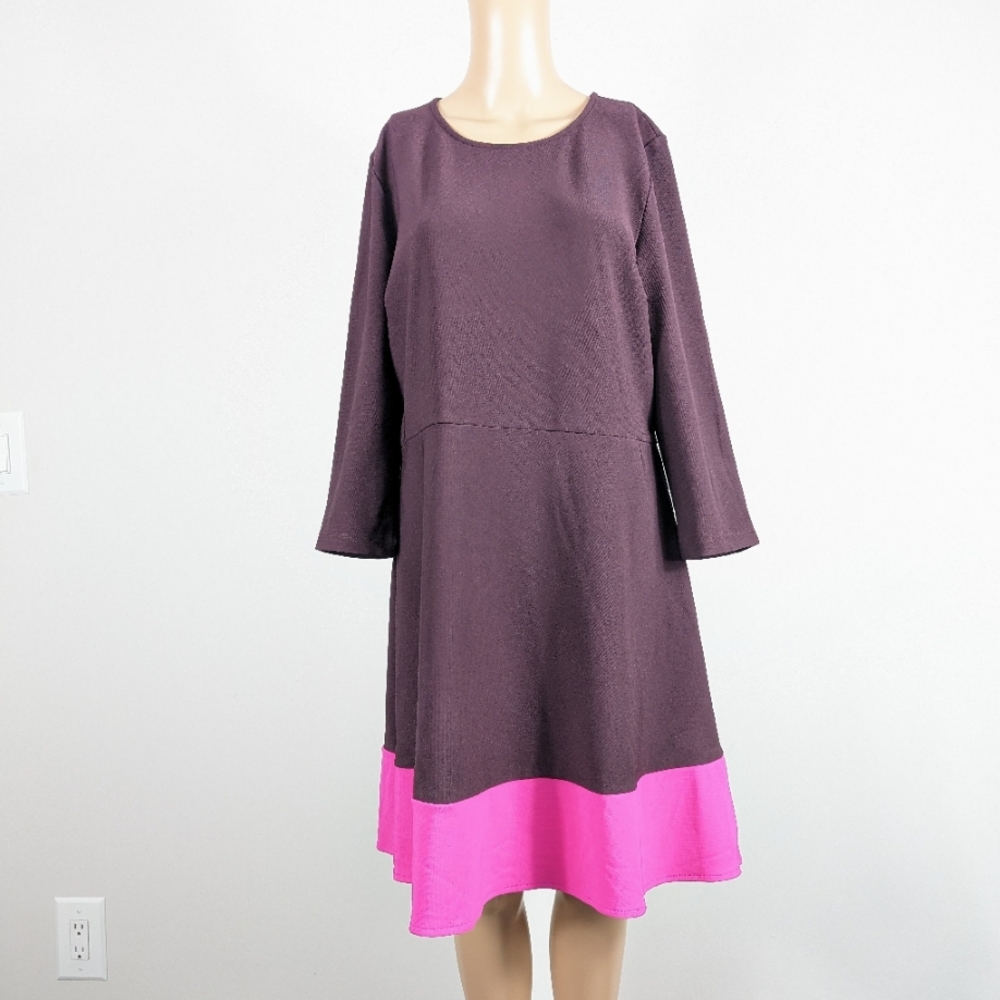 Boston Proper colorblock A-line knee-length dress size L